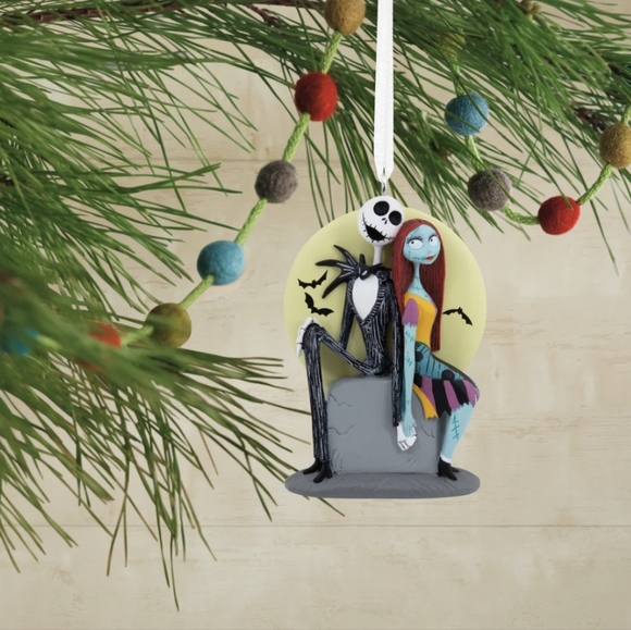 Disney "The Nightmare Before Christmas" Jack and Sally on Tombstone Ornament - Picture 2 of 4